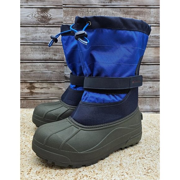 Columbia Powderbug Plus Blue Big Kid's Snow Boots Size 7 - Picture 2 of 10